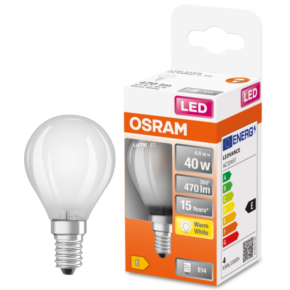 Osram E14 LED Star kisgömb 4W 470lm 2700K melegfehér 300° - 40W izzó helyett