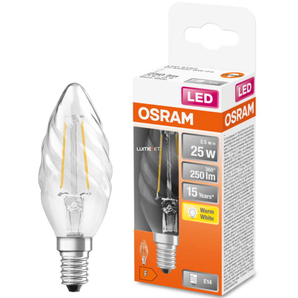 Osram E14 LED Star csavart 2,5W 250lm 2700K melegfehér 300° - 25W izzó helyett