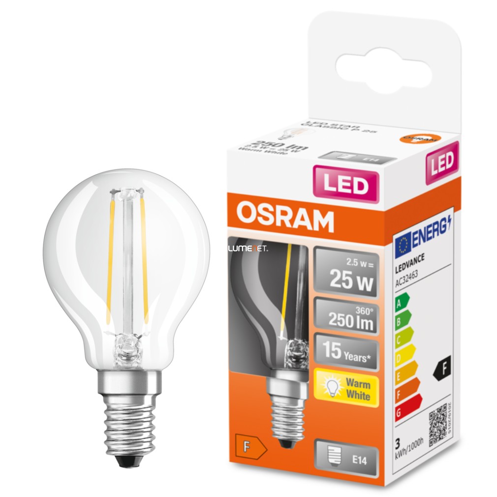 Osram E14 LED Star kisgömb 2,5W 250lm 2700K melegfehér 300° - 25W izzó helyett