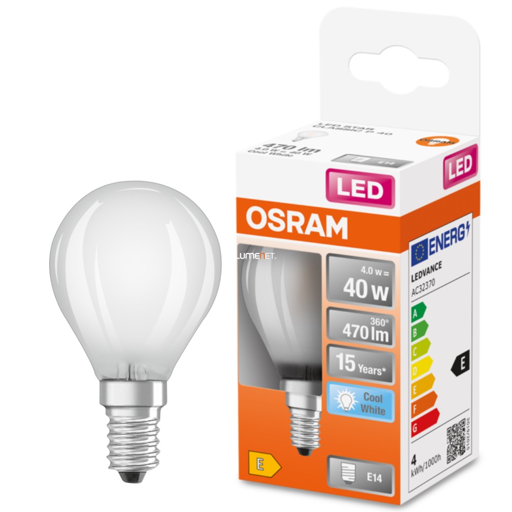 Osram E14 LED Star kisgömb 4W 470lm 4000K hidegfehér 300° opál - 40W izzó helyett