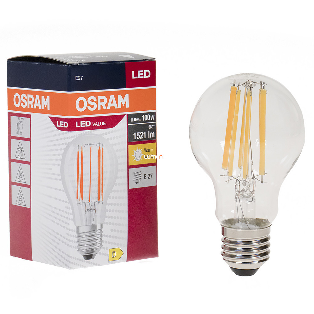 Osram E27 LED Value 11W 1521lm 2700K melegfehér 300° - 100W izzó helyett