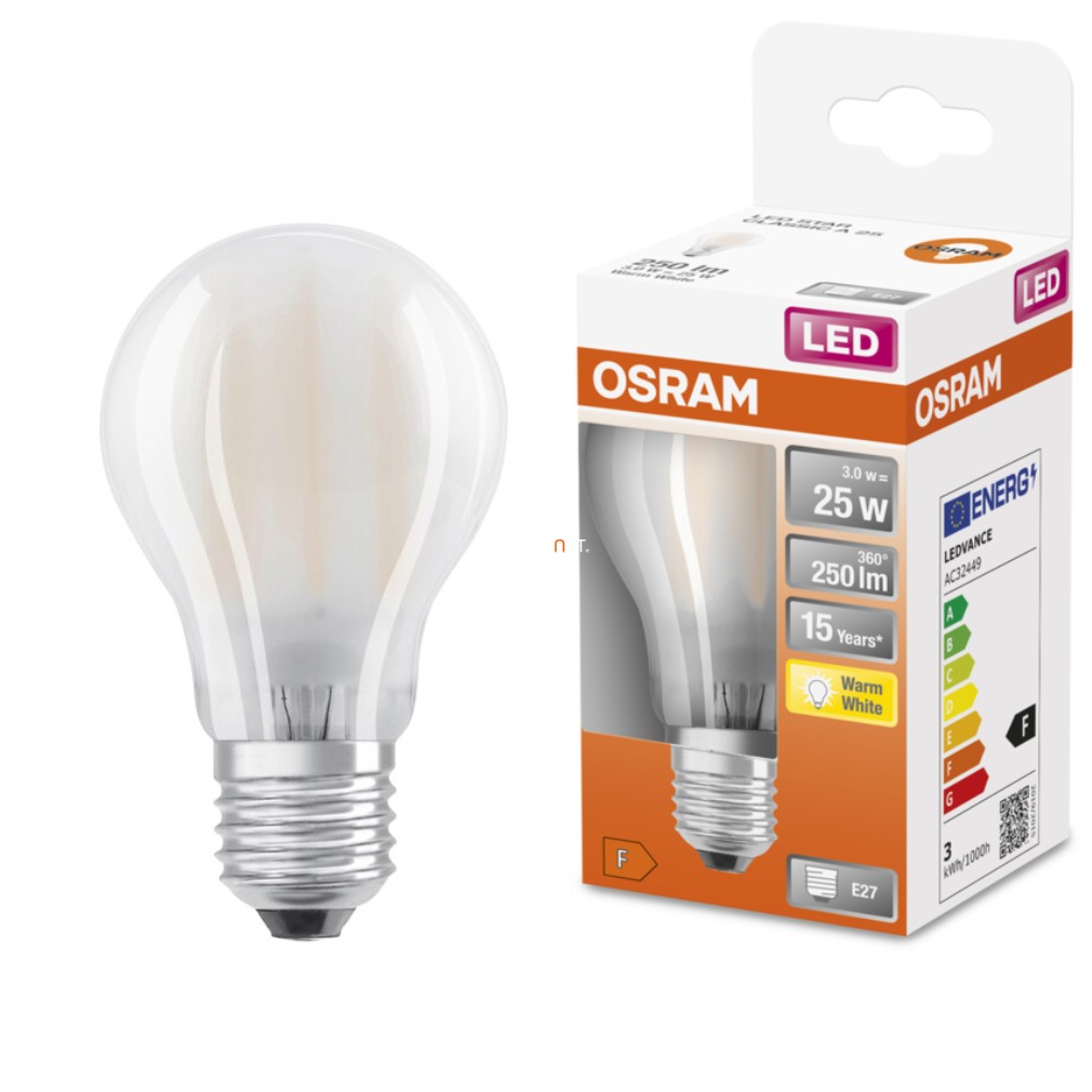 Osram E27 LED Star 2,5W 250lm 2700K melegfehér 300° opál - 25W izzó helyett
