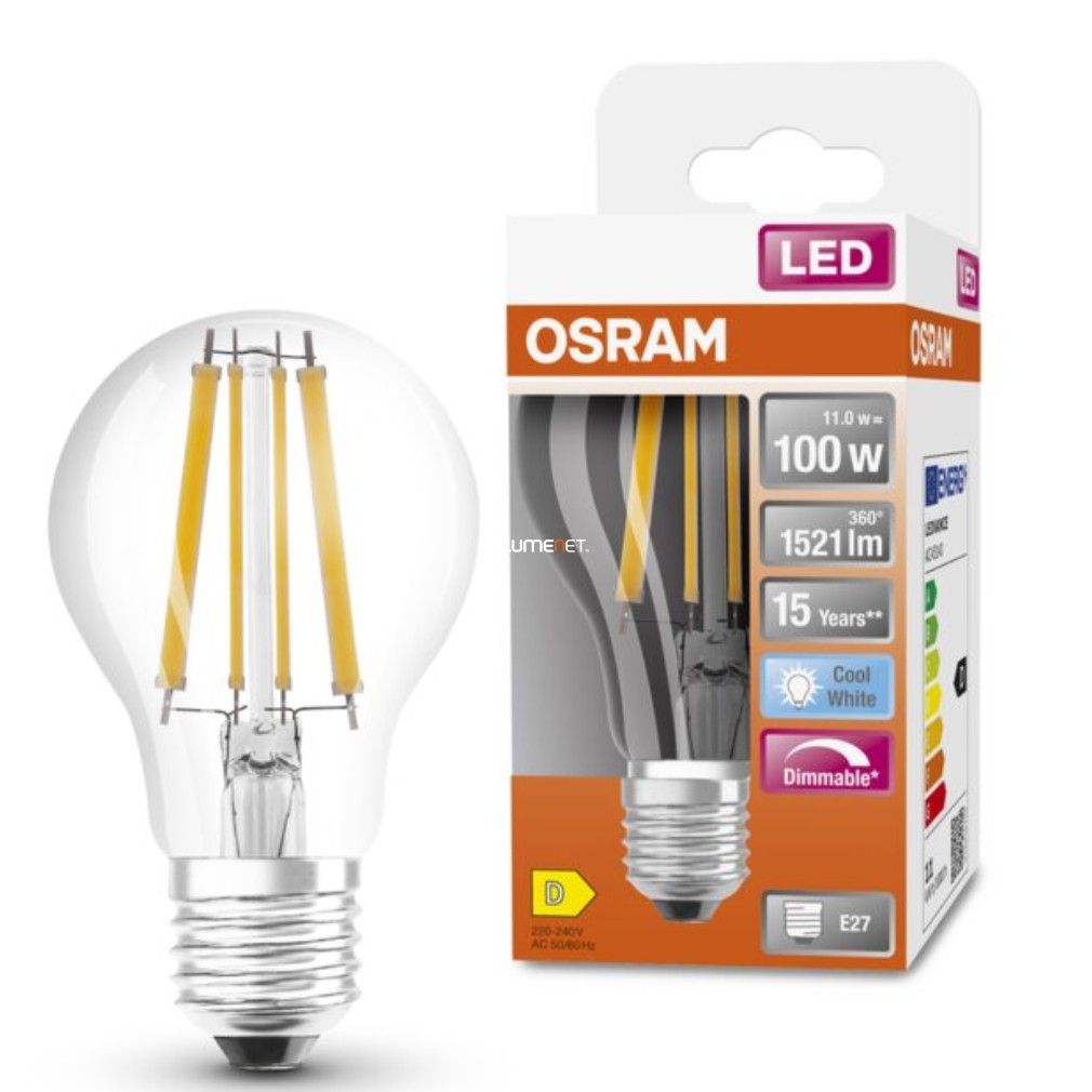 Osram E27 LED SStar 12W 1521lm 4000K hidegfehér, szabályozható 320° - 100W izzó helyett