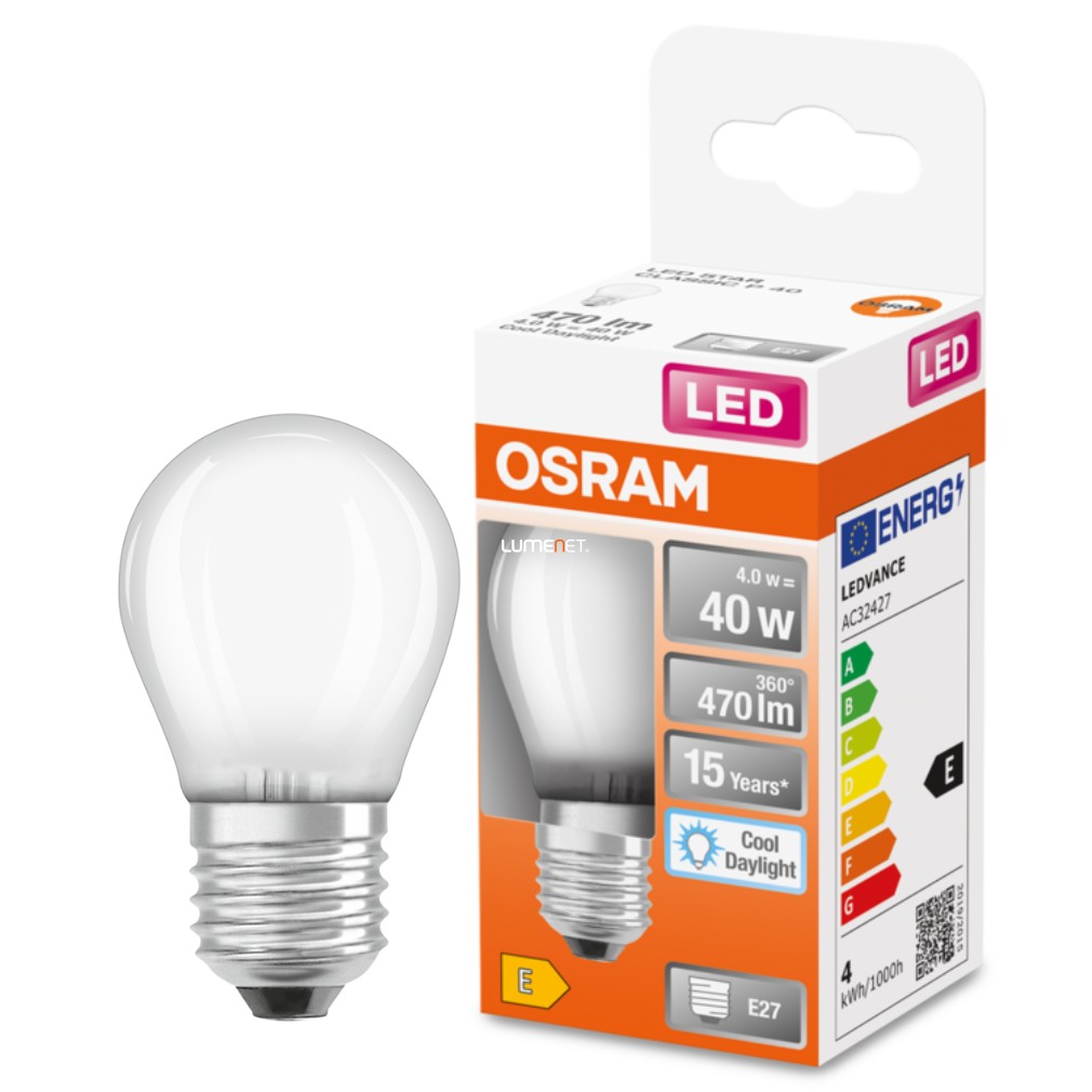 Osram E27 LED Star kisgömb 4,5W 470lm 6500K daylight 300° opál - 40W izzó helyett