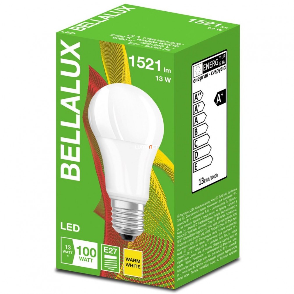 Bellalux CL A 100 13W/2700K E27 1521lm LED - 100W izzó kiváltására