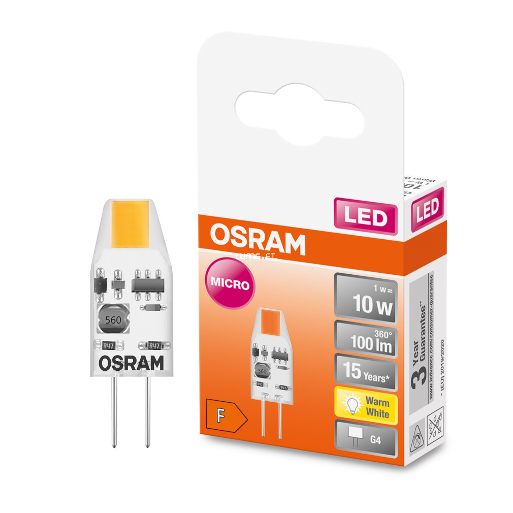 Osram Special Pin Micro G4 LED 1W 100lm 2700K - 10W izzó helyett