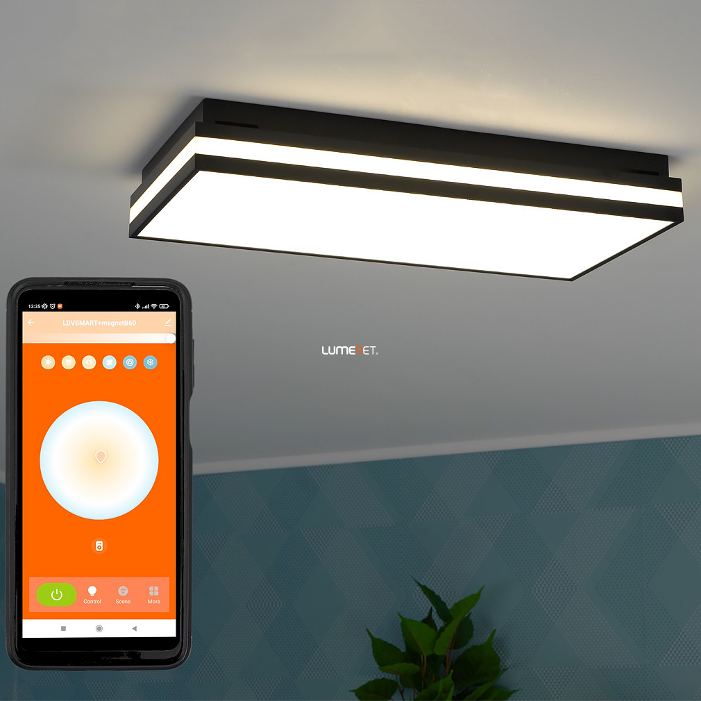 Ledvance Smart+ WIFI okos mennyezeti LED lámpa 60x30 cm, hideg/melegfehér, 42 W, fekete színben (Orbis Magnet)