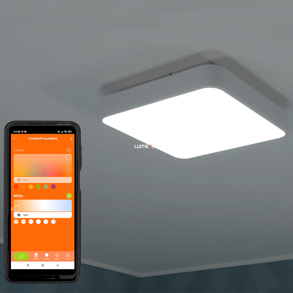 Ledvance Smart+ WIFI okos mennyezeti LED lámpa, színes háttérvilágítással, hideg/melegfehér, 28 W, fehér (Orbis Backlight Square RGBW)