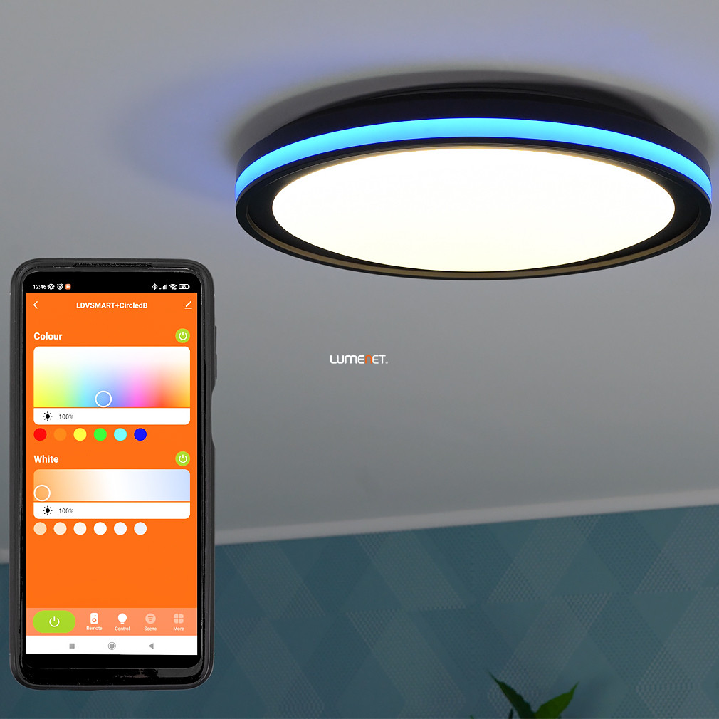 Ledvance Smart+ WIFI okos mennyezeti LED lámpa, színes peremmel, hideg/melegfehér, 28 W, fekete (Orbis Circle Square RGBW)