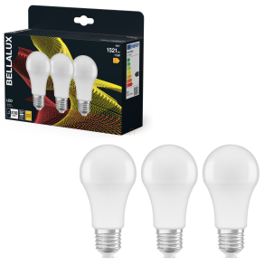   Bellalux E27 LED, 13W, 1521 lm, 2700 K, melegfehér, opál műanyag-100 W normál izzó helyett, 3 darabos - Classic A