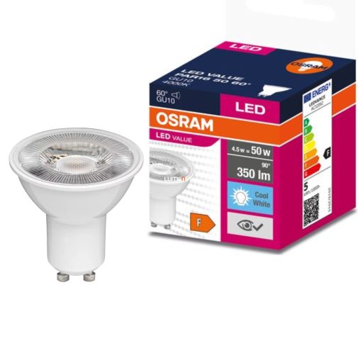 Osram GU10 LED Value 4,5W 350lm 4000K hidegfehér 60° - 50W izzó helyett