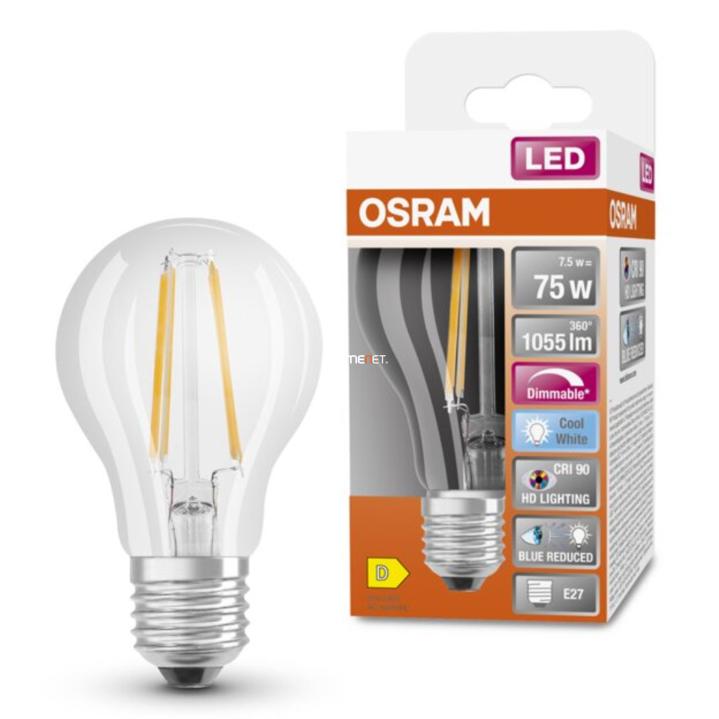 Osram E27 LED SStar+ 7,5W 1055lm 4000K hidegfehér, szabályozható 300° - 75W izzó helyett