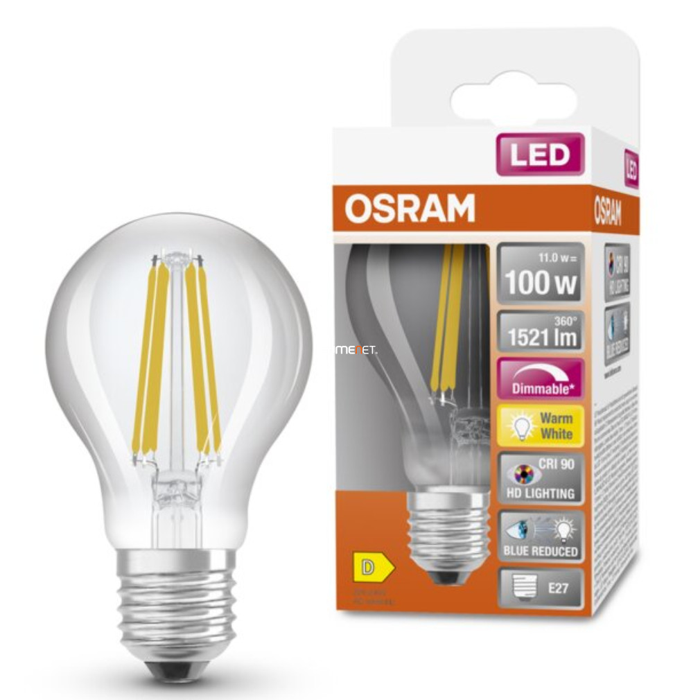 Osram E27 LED SStar+ 11W 1521lm 2700K melegfehér, szabályozható 300° - 100W izzó helyett