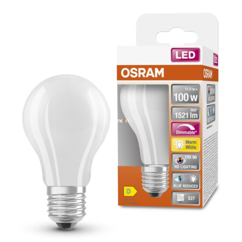 Osram E27 LED SStar+ 11W 1521lm 2700K melegfehér, szabályozható 300° opál - 100W izzó helyett