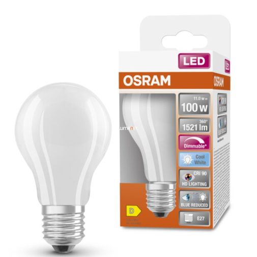 Osram E27 LED SStar+ 11W 1521lm 4000K hidegfehér, szabályozható 300° opál - 100W izzó helyett