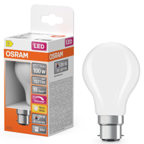   Osram B22d LED 11W, 1521 lm, 2700 K, melegfehér, dimmelhető, opál üveg-100 W izzó helyett - Superstar+ Classic A