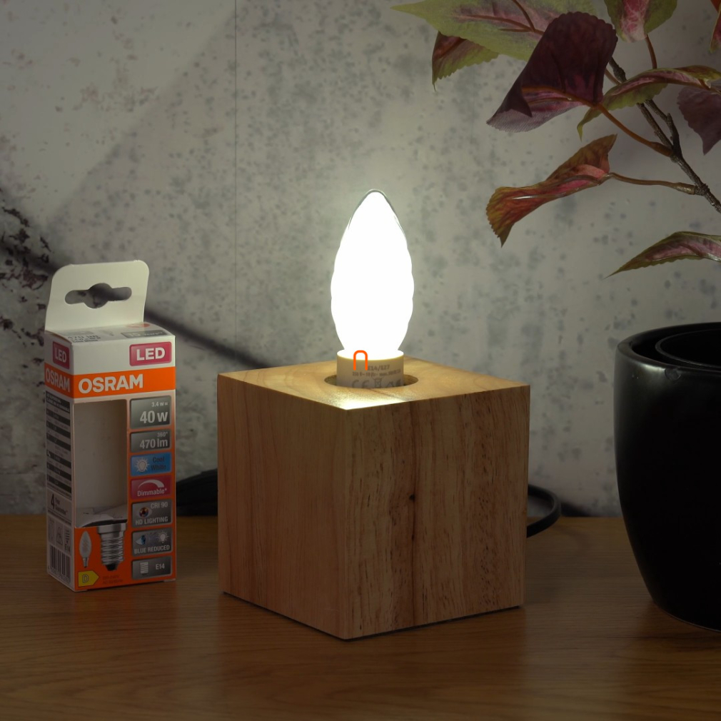 Osram E14 LED SStar+ csavart 3,4W 470lm 4000K hidegfehér, szabályozható 300° opál - 40W izzó helyett