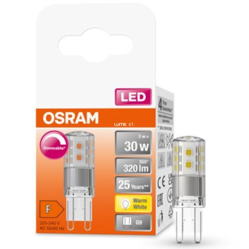 Osram G9 LED Special 3W 320lm 2700K melegfehér, szabályozható 320° - 30W izzó helyett