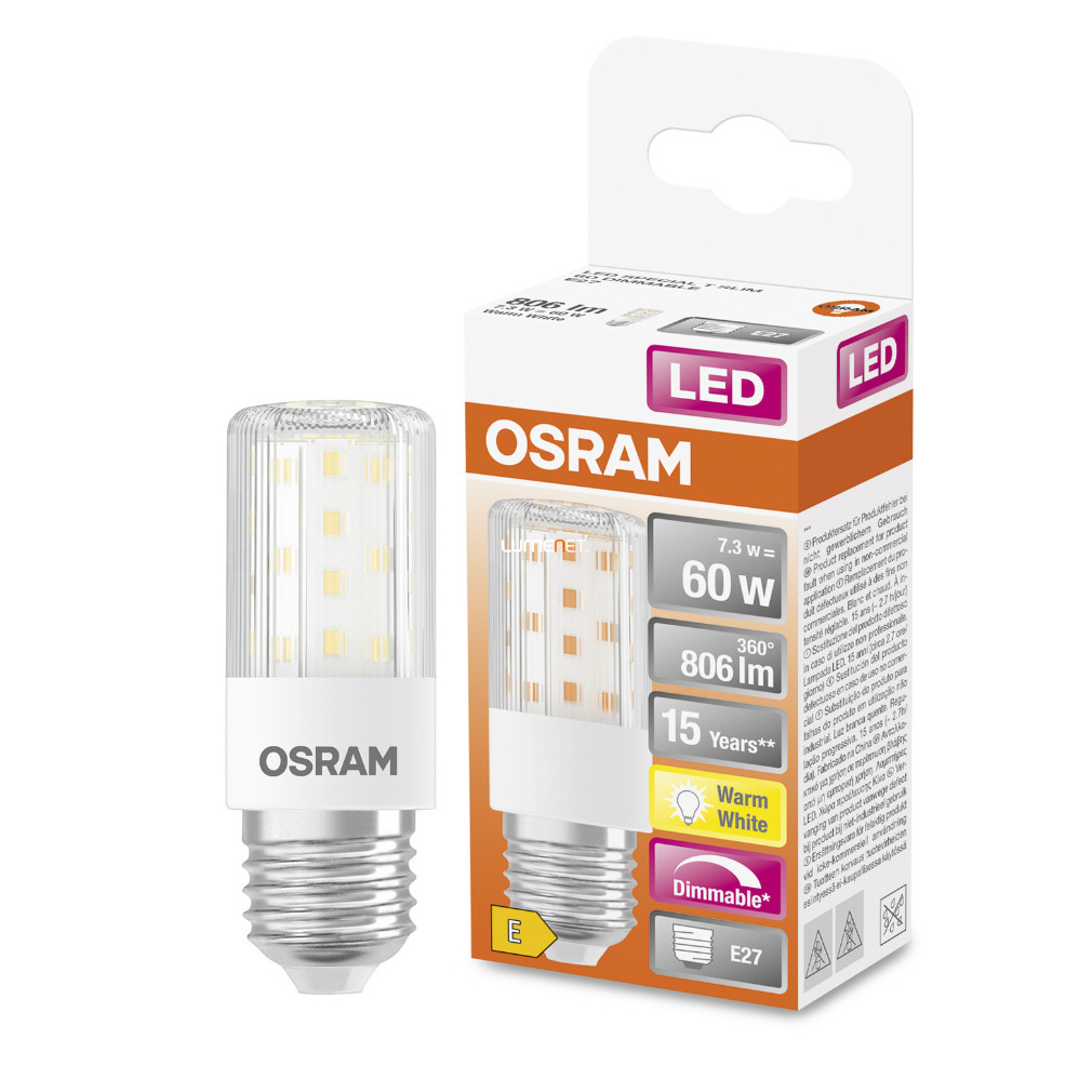 Osram Special T Slim E27 LED 7,3W 806lm 2700K szabályozható - 60W izzó helyett