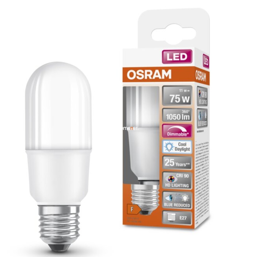 Osram E27 LED SStar+ 11W 1050lm 6500K daylight, szabályozható 200° - 75W izzó helyett