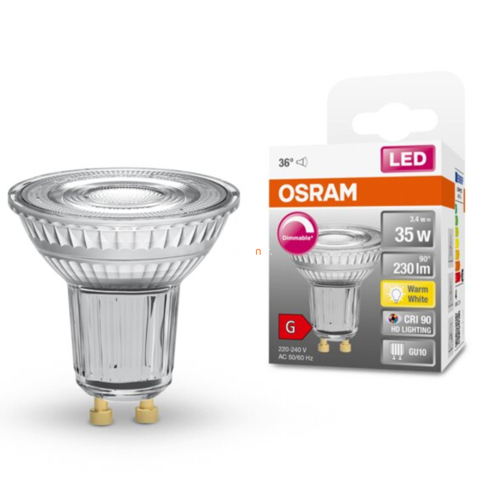 Osram GU10 LED SStar+ 6,7W 575lm 4000K hidegfehér, szabályozható 120° - 46W izzó helyett