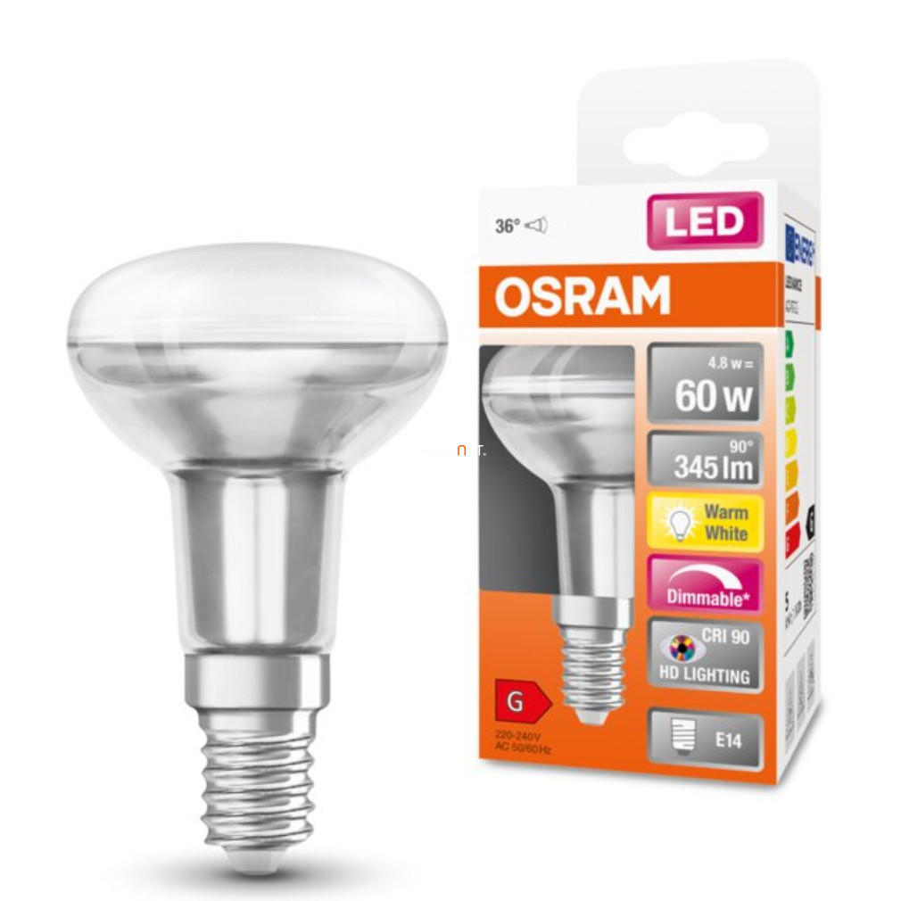 Osram E14 R50 LED SStar+ 4,8W 345lm 2700K melegfehér, szabályozható 36° - 60W izzó helyett