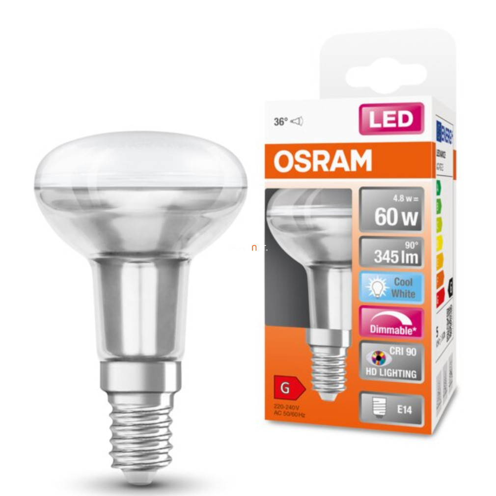 Osram E14 R50 LED SStar+ 4,8W 345lm 4000K hidegfehér, szabályozható 36° - 60W izzó helyett