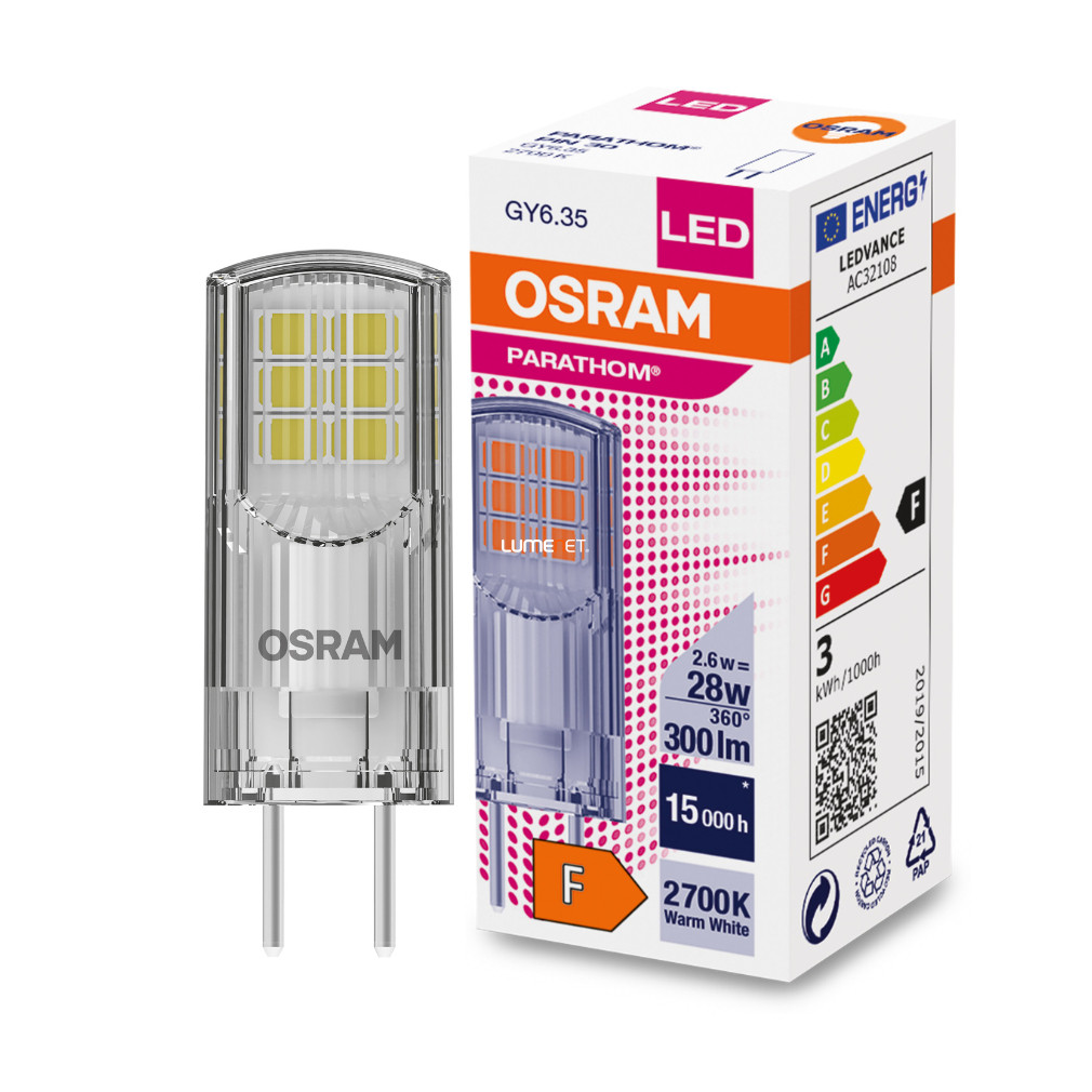 Osram Parathom Pin Micro GY6.35 LED 2,6W 300lm 2700K - 30W izzó helyett