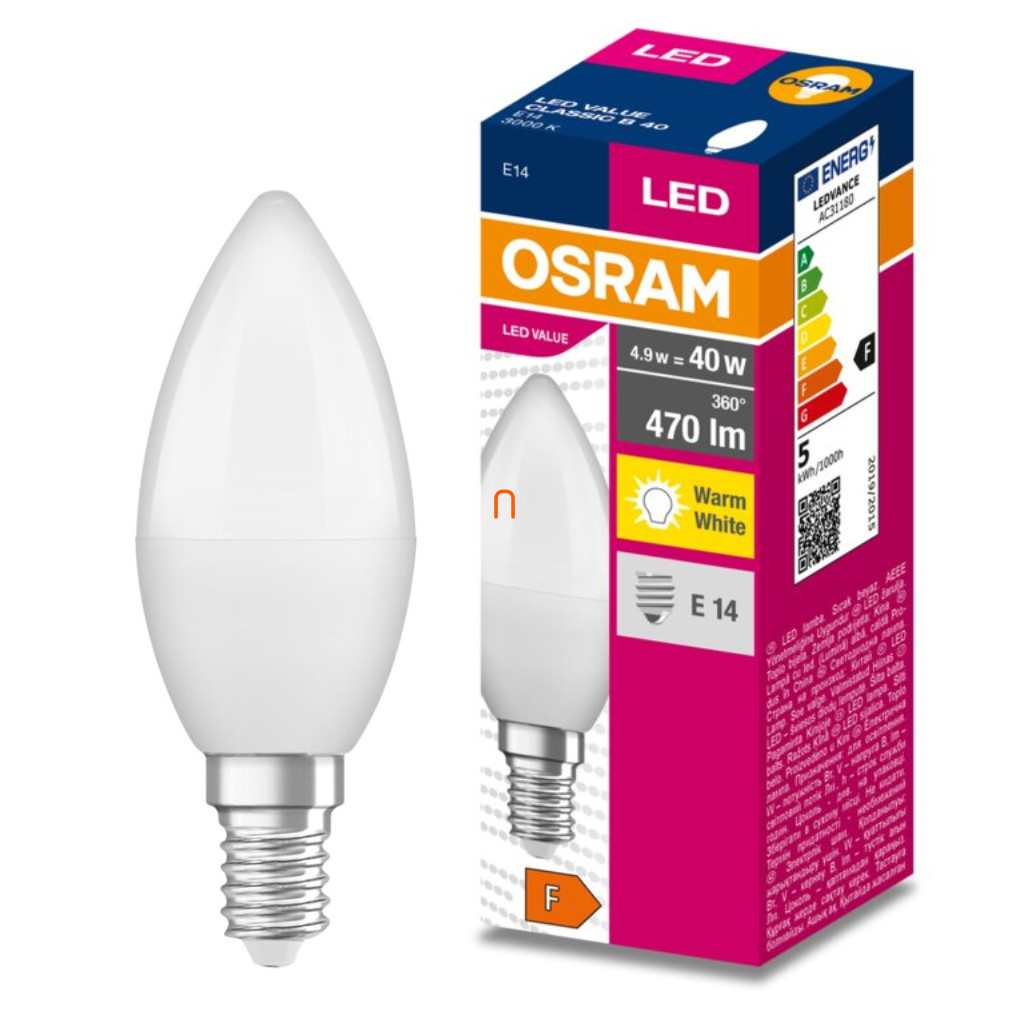 Osram E14 LED Value Classic 19W, 470 lm, 3000 K, 40 W izzó helyett