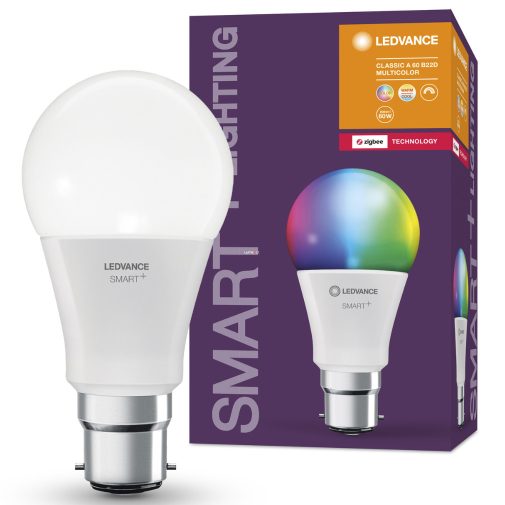 Ledvance Smart+ ZigBee B22d LED, 9 W, RGBW, 806 lm, opál (Classic)