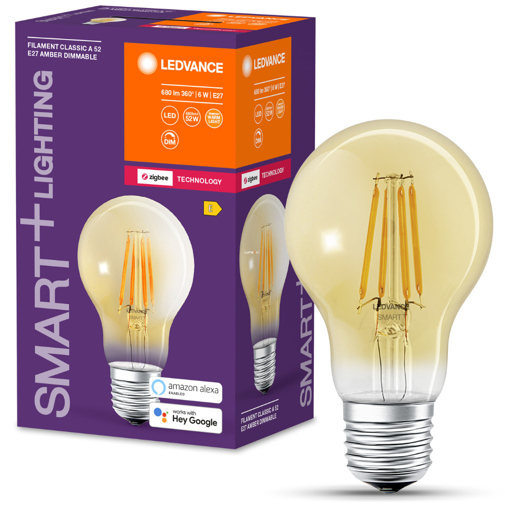 Ledvance Smart+ ZigBee E27 LED, 6 W, 680 lm, candelight, arany (Classic)