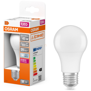   Osram E27 LED 6,5W, 600 lm, 4000 K, hidegfehér, opál műanyag-40 W normál izzó helyett - Superstar+ Classic A