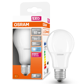   Osram E27 LED 9W, 940 lm, 4000 K, hidegfehér, opál műanyag-60 W normál izzó helyett - Superstar+ Classic A
