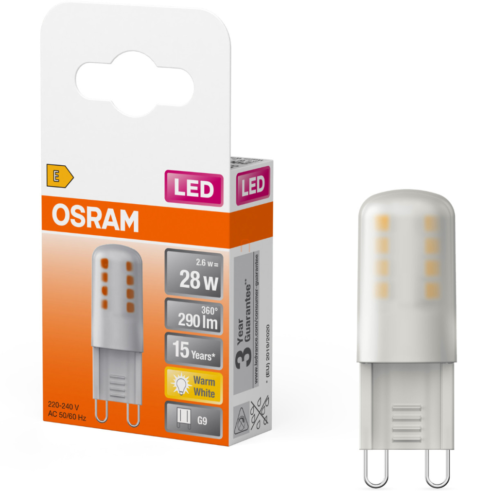 Osram G9 LED 2,6W, 290 lm, 2700 K, melegfehér, alumínium, opál műanyag-25 W izzó helyett - Special Pin