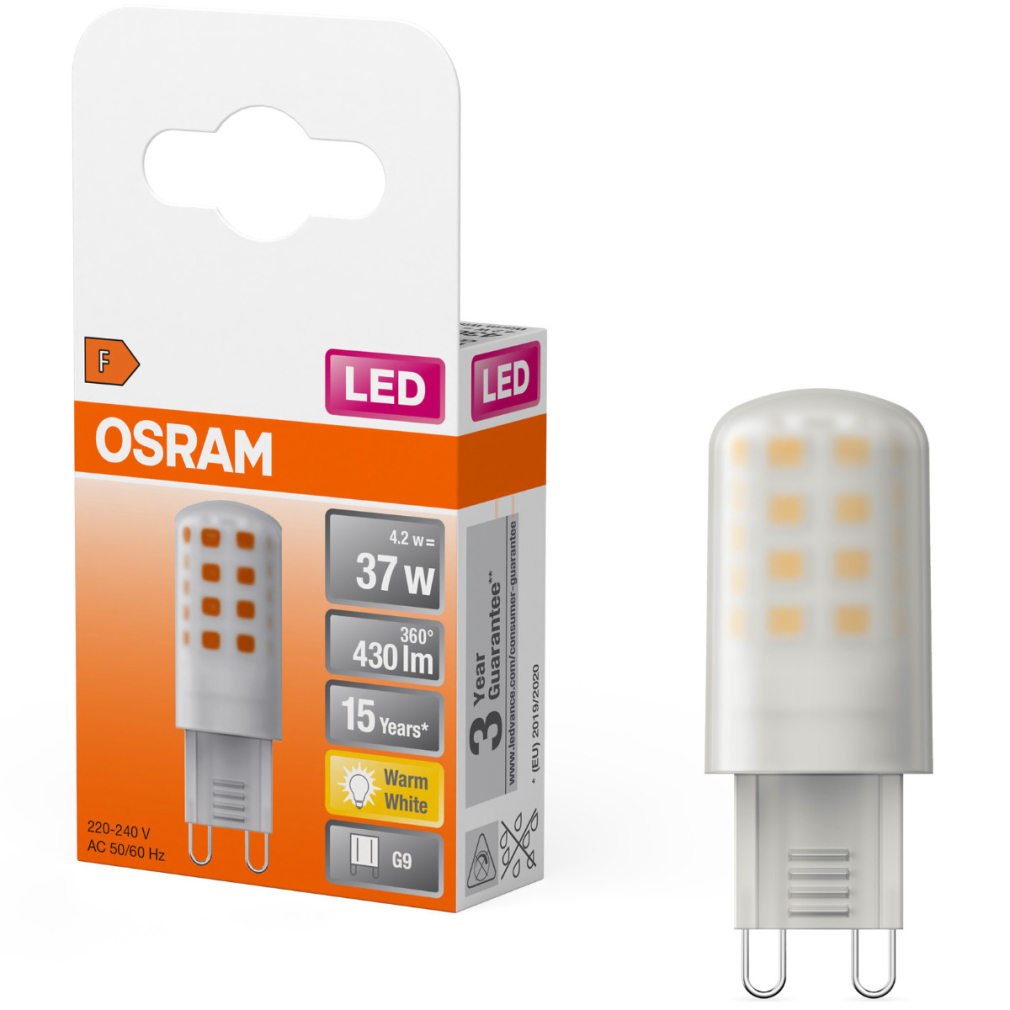 Osram G9 LED 4,2W, 430 lm, 2700 K, melegfehér, alumínium, opál műanyag-35 W izzó helyett - Special Pin