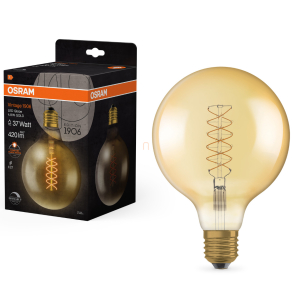   Osram E27 LED 4,8W, 420 lm, 2200 K, candlelight, dimmelhető, arany színű színű üveg-35 W izzó helyett - Vintage 1906 DIM Classic Globe125 Gold filament