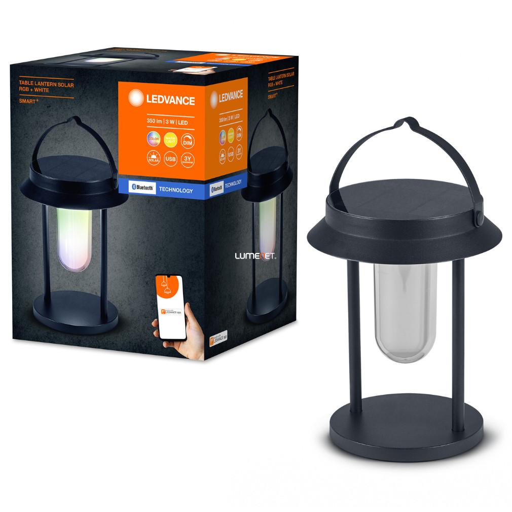 Ledvance Smart+ Bluetooth Solar Table Lantern Multicolor okos kültéri napelemes asztali LED lámpa/lámpás