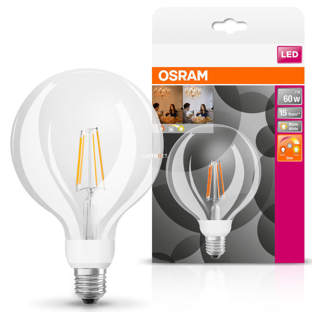 Osram Led Star+ Globe E27 LED 6,5W 806lm 2200-2700K szabályozható - 60W izzó helyett