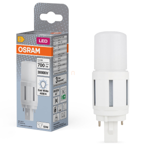   Osram G24d csapos LED fénycső 5,5W, 700 lm, 4000 K, hidegfehér, fehér műanyag-13 W fénycső helyett Dulux D13 VT EM