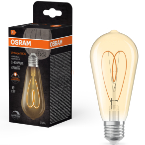   Osram E27 LED Vintage, 4,9W, 470 lm, 2200 K, candlelight, dimmelhető, arany színű színű üveg-40 W izzó helyett - Vintage 1906 Classic Heart Filament ST64