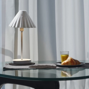   Ledvance Decor Pulp Table E14 DIM White – Papírmasé asztali lámpa, dimmelés inline kapcsolóval, textil kábel, környezetbarát, fehér, E14 foglalat