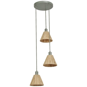   Ledvance Decor Raffia – Függesztett lámpa természetes raffia és fém anyagból, 3 db E27 foglalattal, zöld színben, fenntartható, cserélhető fényforrással