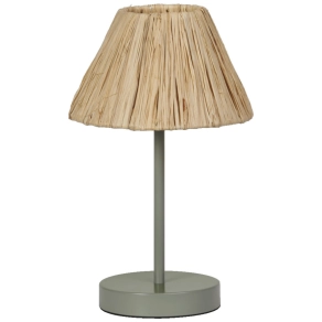   Ledvance Decor Raffia Table E27 Green – Dekoratív asztali lámpa zöld fémvázzal és raffia lámpaernyővel, fenntartható anyagokból, E27 foglalattal, beépített kapcsolóval