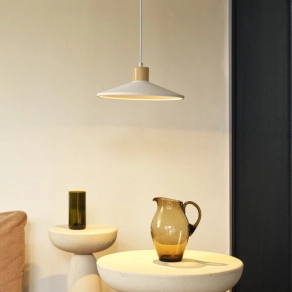   Ledvance Decor Plaster Wood Pendant – Elegáns 320 mm átmérőjű gipsz és fa függesztett lámpa, E27 foglalattal, fehér színben
