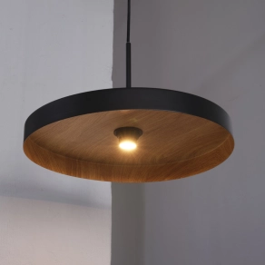   Ledvance Decor Plate Pendant – Fekete-fa dekor függesztett lámpa E27 foglalattal, minimalista design, 400 mm átmérő, 25W max teljesítmény