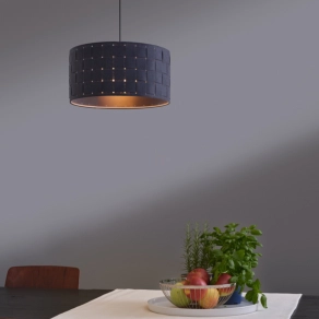   Ledvance Decor Felt Weaving – Dekoratív filc függesztett lámpa 380 mm átmérővel, fonott ernyő dizájnnal, E27 foglalattal, sötétszürke