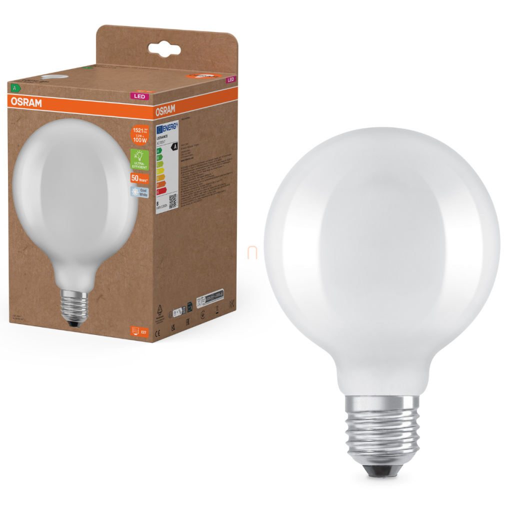 Osram E27 LED nagygömb, 7,2W, 1521 lm, 4000 K, hidegfehér, opál üveg-100 W izzó helyett - Superstar+ Classic Globe125