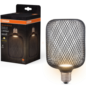   Osram E27 LED 3,5W, 300 lm, 2700 K, melegfehér, opál, fekete műanyag-25 W izzó helyett - Decor LED Flat Square