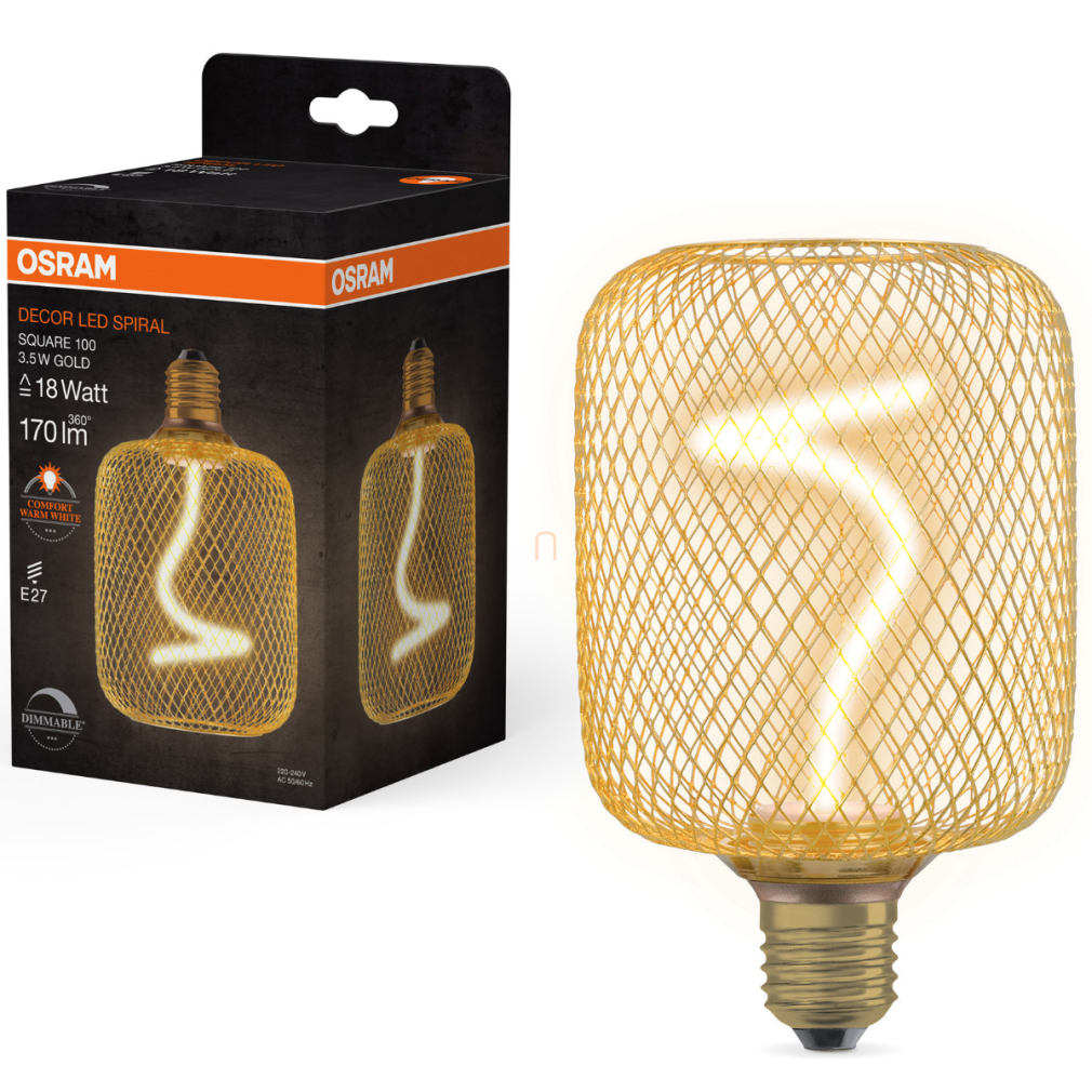 Osram E27 LED 3,5W, 170 lm, 1800 K, candlelight, dimmelhető, arany színű üveg-15 W izzó helyett - Star+ Deco Square DIM filament