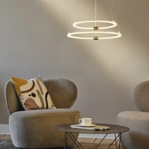   Ledvance Decor Aura – Függesztett LED lámpa 21W, 2400lm, melegfehér fény, Click DIM funkcióval, filament dizájn, sötétszürke, 498mm átmérő